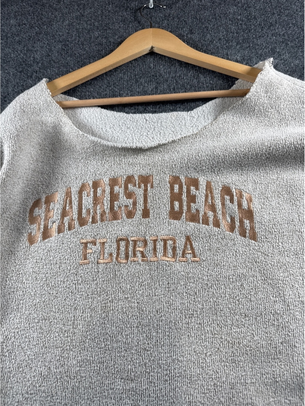 Seacrest Beach Florida Sweatshirt Gray Cut Neck Pullover Coastal Beach